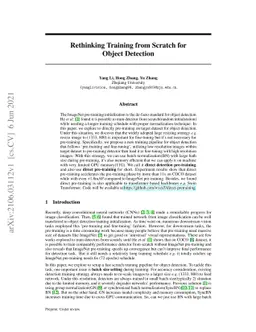 Rethinking Training from Scratch for Object Detection