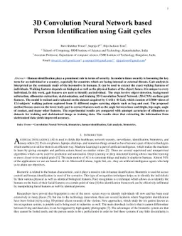 3D Convolution Neural Network based Person Identification using Gait
  cycles