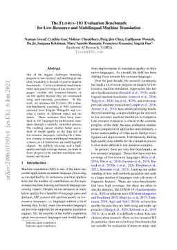 The FLORES-101 Evaluation Benchmark for Low-Resource and Multilingual
  Machine Translation