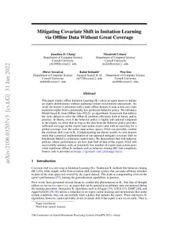 Mitigating Covariate Shift in Imitation Learning via Offline Data
  Without Great Coverage