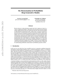 On Memorization in Probabilistic Deep Generative Models