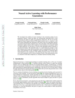 Neural Active Learning with Performance Guarantees