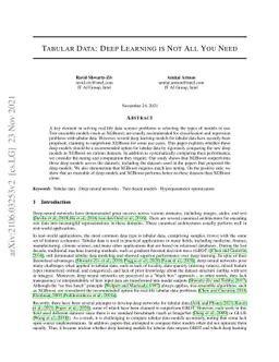 Tabular Data: Deep Learning is Not All You Need