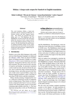 Itihasa: A large-scale corpus for Sanskrit to English translation