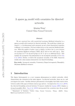 A sparse $p_0$ model with covariates for directed networks