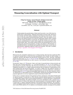 Measuring Generalization with Optimal Transport