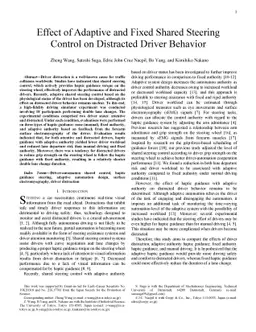 Effect of Adaptive and Fixed Shared Steering Control on Distracted
  Driver Behavior