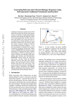 Generating Relevant and Coherent Dialogue Responses using Self-separated
  Conditional Variational AutoEncoders