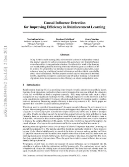 Causal Influence Detection for Improving Efficiency in Reinforcement
  Learning