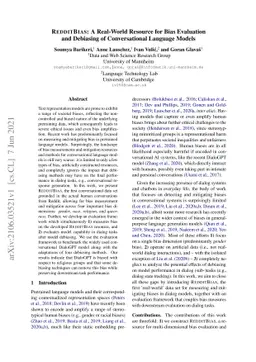 RedditBias: A Real-World Resource for Bias Evaluation and Debiasing of
  Conversational Language Models