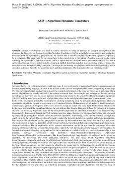 AMV : Algorithm Metadata Vocabulary