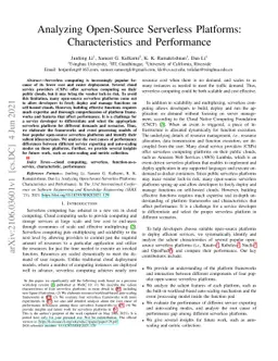 Analyzing Open-Source Serverless Platforms: Characteristics and
  Performance