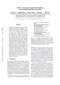 GTM: A Generative Triple-Wise Model for Conversational Question
  Generation