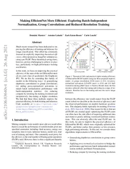 Making EfficientNet More Efficient: Exploring Batch-Independent
  Normalization, Group Convolutions and Reduced Resolution Training