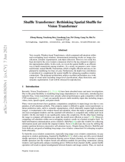 Shuffle Transformer: Rethinking Spatial Shuffle for Vision Transformer
