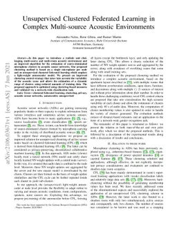 Unsupervised Clustered Federated Learning in Complex Multi-source
  Acoustic Environments