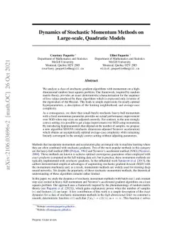Dynamics of Stochastic Momentum Methods on Large-scale, Quadratic Models
