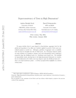 Superconsistency of Tests in High Dimensions
