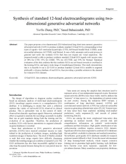 Synthesis of standard 12-lead electrocardiograms using two dimensional
  generative adversarial network