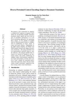 Diverse Pretrained Context Encodings Improve Document Translation