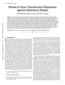 Reveal of Vision Transformers Robustness against Adversarial Attacks