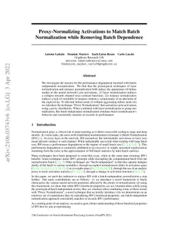 Proxy-Normalizing Activations to Match Batch Normalization while
  Removing Batch Dependence