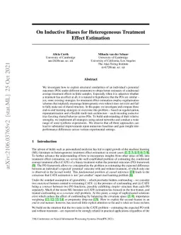 On Inductive Biases for Heterogeneous Treatment Effect Estimation