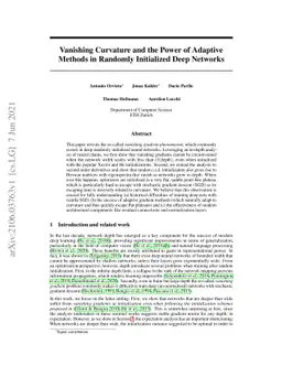 Vanishing Curvature and the Power of Adaptive Methods in Randomly
  Initialized Deep Networks