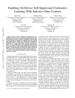Enabling On-Device Self-Supervised Contrastive Learning With Selective
  Data Contrast