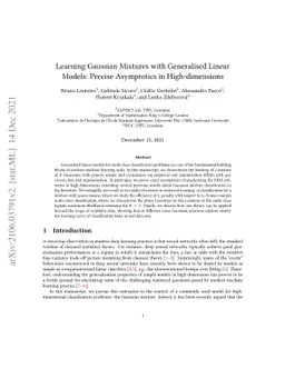 Learning Gaussian Mixtures with Generalised Linear Models: Precise
  Asymptotics in High-dimensions
