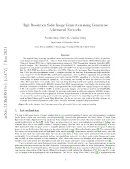 High Resolution Solar Image Generation using Generative Adversarial
  Networks