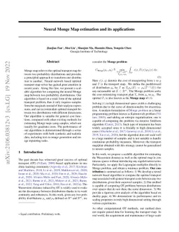 Neural Monge Map estimation and its applications