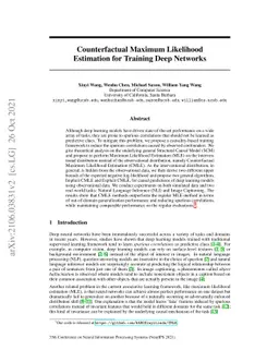 Counterfactual Maximum Likelihood Estimation for Training Deep Networks