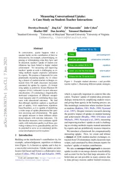 Measuring Conversational Uptake: A Case Study on Student-Teacher
  Interactions