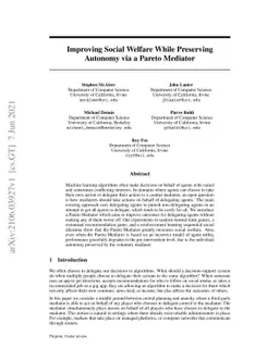 Improving Social Welfare While Preserving Autonomy via a Pareto Mediator