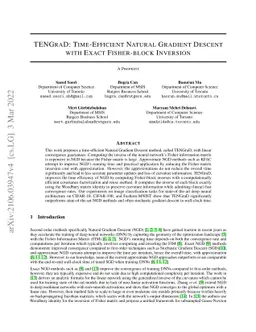 TENGraD: Time-Efficient Natural Gradient Descent with Exact Fisher-Block
  Inversion
