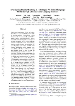Investigating Transfer Learning in Multilingual Pre-trained Language
  Models through Chinese Natural Language Inference