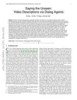 Saying the Unseen: Video Descriptions via Dialog Agents