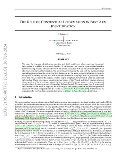 The Role of Contextual Information in Best Arm Identification