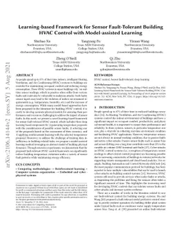 Learning-based Framework for Sensor Fault-Tolerant Building HVAC Control
  with Model-assisted Learning