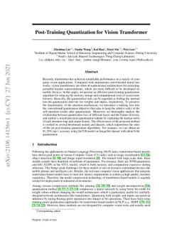 Post-Training Quantization for Vision Transformer