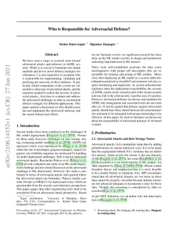 Who is Responsible for Adversarial Defense?