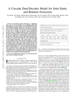 A Cascade Dual-Decoder Model for Joint Entity and Relation Extraction