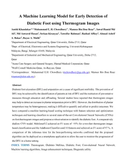 A Machine Learning Model for Early Detection of Diabetic Foot using
  Thermogram Images