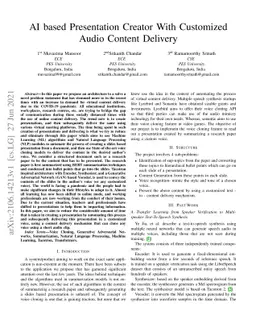 AI based Presentation Creator With Customized Audio Content Delivery