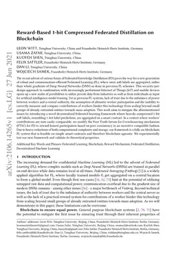Reward-Based 1-bit Compressed Federated Distillation on Blockchain