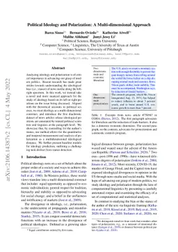 Political Ideology and Polarization of Policy Positions: A
  Multi-dimensional Approach