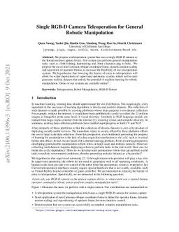 Single RGB-D Camera Teleoperation for General Robotic Manipulation