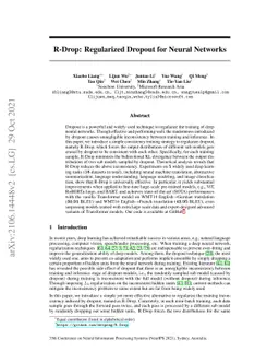 R-Drop: Regularized Dropout for Neural Networks