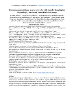 Exploring convolutional neural networks with transfer learning for
  diagnosing Lyme disease from skin lesion images